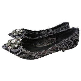 Dolce & Gabbana Absatzschuhe aus Baumwolle Grau Größe 36