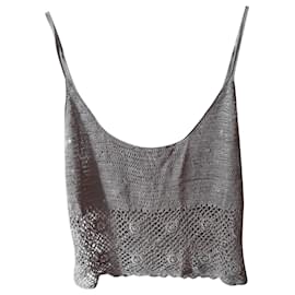 Caroll Court Top Dunkelgrau Viskose mit Strass