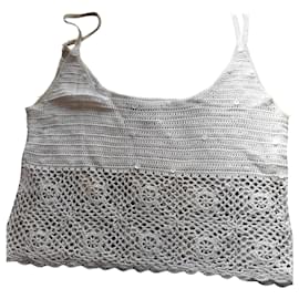 Caroll Court Top Ecru Viskose mit Strass