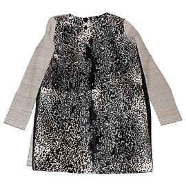 Fendi Giacca Lunga in Pelle di Vitello Nera e Bianco