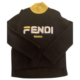 Fendi x Fila Pullover aus Wolle schwarz oversize