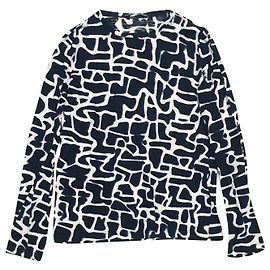 Proenza Schouler Langarmhemd aus Baumwolle Schwarz Blau Weiß