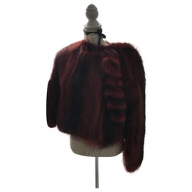 Givenchy Waschbärfell Cape Jacke Schwarz Rot
