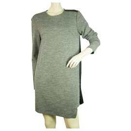 Derek Lam 10 Minivestido asimétrico negro de seda gris de lana Crosby talla 10