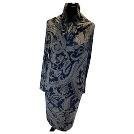 Vestido recto Etro Paisley de cachemira negro gris crema