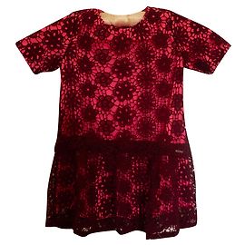 Abito in cotone Dkny per bambina rosa e rosso scuro