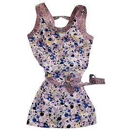 Abito Kenzo in seta floreale viola e blu Taglia 38