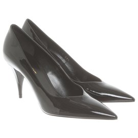 Décolleté Saint Laurent Kiki 85 in vernice nera