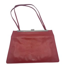 Borsa a mano Céline Clasp in pelle rossa