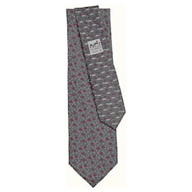 Hermès Cravatta Dada Hu in Seta Grigio Fuchsia