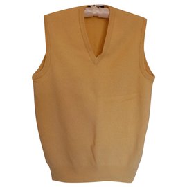 Jaeger Ärmelloser Lammwoll Pullover Gelb Herren