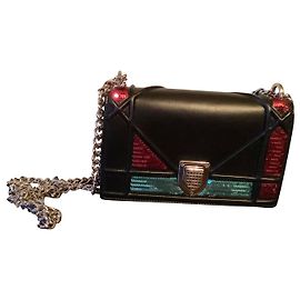 Christian Dior Mini Borsa Diorama in Pelle Nera e Paillettes