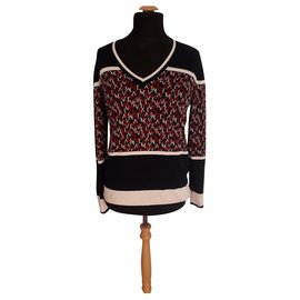 Hallhuber Mehrfarbiger Jacquard Print V-Ausschnitt Pullover 42