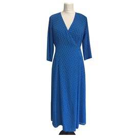 Hobbs Cassie Wickelkleid blau kobalt Jacquard