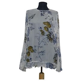Blusa Baum und Pferdgarten floral de viscose