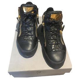 Sneakers Giuseppe Zanotti Bobby Nere e Oro in Pelle