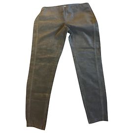 Leggings Ralph Lauren Collection in Velluto di Cotone Grigio Antracite