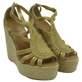 Sandali con plateau Hermès espadrillas camoscio beige