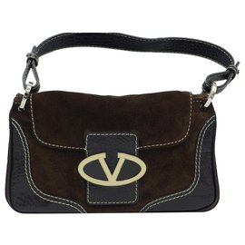 Sac à bandoulière Valentino Garavani en daim marron