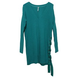 Free People blaue Pullover Tunika Kleid