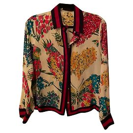 Blusa Gucci de seda floral multicolorida