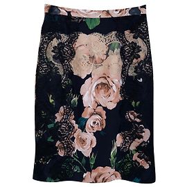 Falda tubo Dolce & Gabbana con estampado de rosas y encaje