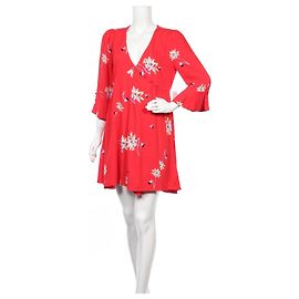 Free People Blumenkleid Rot Viskose M