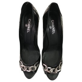 Décolleté Chanel Python Nere Tacchi 11cm