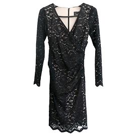 Nicole Miller Black Guipure Lace Dress