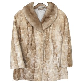 Autre Marque Abrigo de piel de visón beige