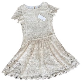 Vestido de encaje de ganchillo Ba&Sh Offenbach color crema