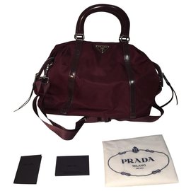 Borsa Shopper Prada Rosso Scuro Tela