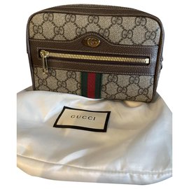 Borsa a mano Gucci Ophidia Marrone chiaro in tessuto