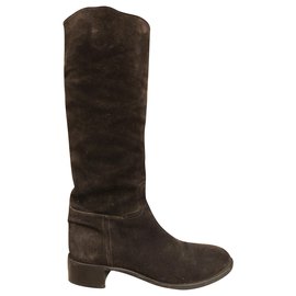 Botas Prada de ante marrón oscuro talla 38