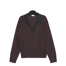 Dries Van Noten Wollstrickpullover burgunder schwarz 38