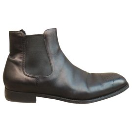 Prada Chelsea Boots Black Leather 43