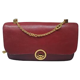 Borsa a mano Hermès in pelle di lucertola rossa