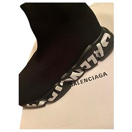 Balenciaga Speed graffiti Sneaker schwarz Stoff