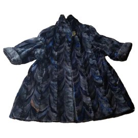 Autre Marque Abrigo largo de piel MELYFURS patchwork de visón gris azul