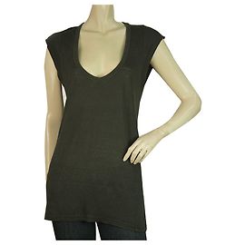 Isabel Marant Etoile Camicetta canotta lunga senza maniche in lino grigio scuro tg S