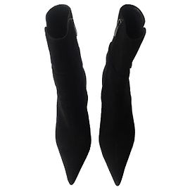 Botas Sergio Rossi de ante negro con punta de media pantorrilla