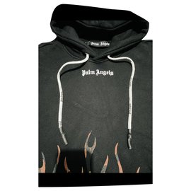 Palm Angels Upperr Flames Hoodie Schwarz Orange