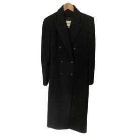 Abrigo largo de lana estilo caban negro Pierre Balmain