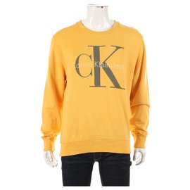 Calvin Klein Logo Sweatshirt Gelb Baumwolle M