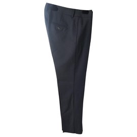 Pantalones Weekend Max Mara Azul Marino de Lana de Pierna Recta