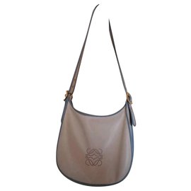 Grande borsa a tracolla Loewe blu e beige in pelliccia