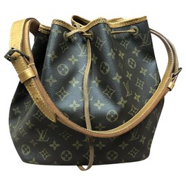 Louis Vuitton Noe PM Borsa a mano marrone in pelle e tela