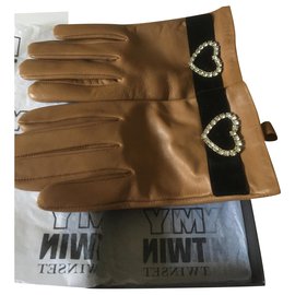 Guanti Twin Set in pelle di agnello Caramel