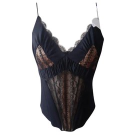 Bustier La Perla de seda y encaje negro 85 B
