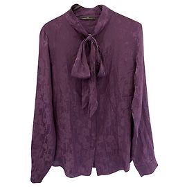 Camisa de seda Carolina Herrera con lazo y estampado Ch Morado